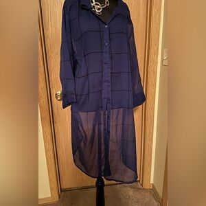 Sheer Navy Blue Duster Blouse